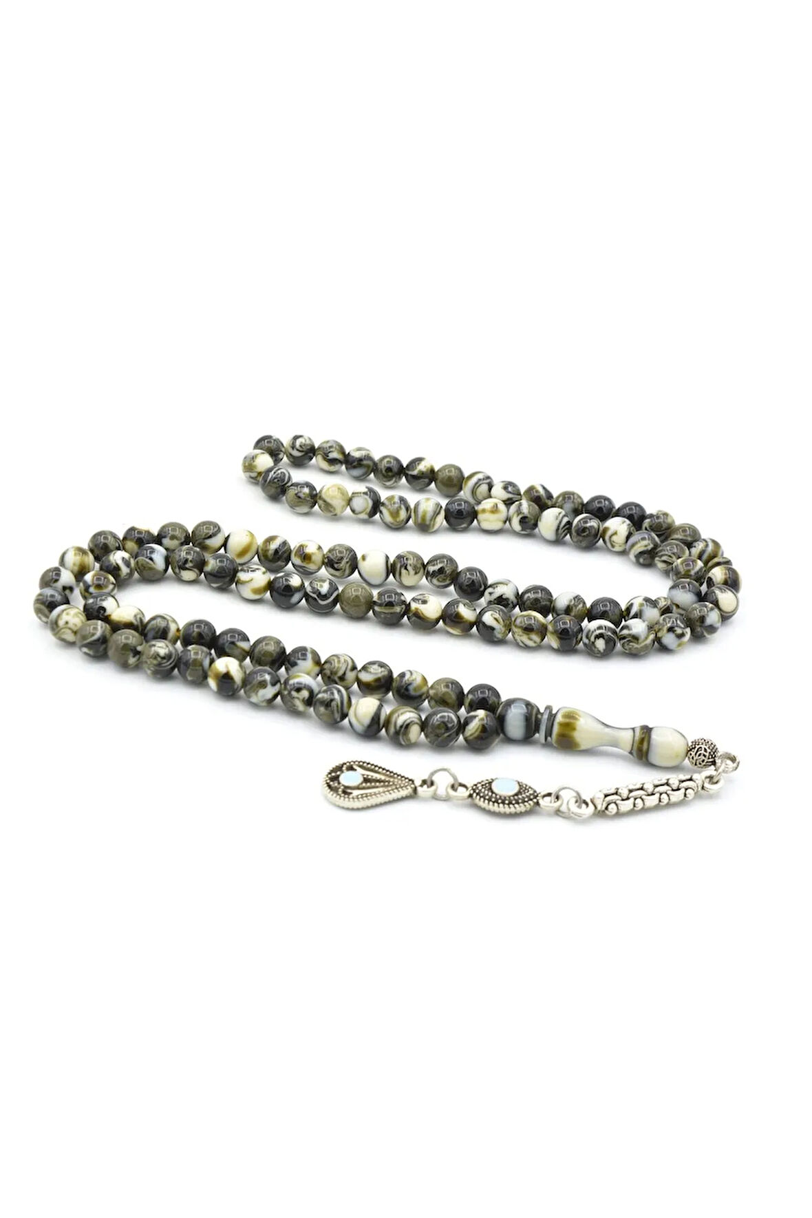 Küre Kesim 99 luk Yeşil Beyaz Beyrut Kehribar Tesbih