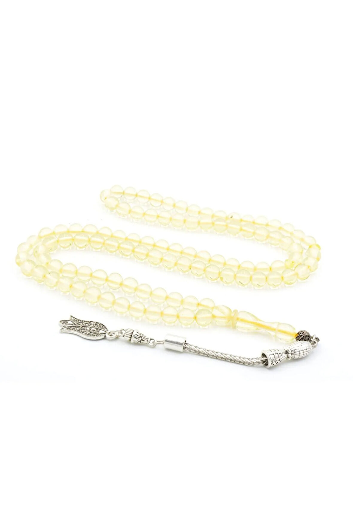 Küre Kesim 99 luk Şeffaf Sarı Beyrut Kehribar Tesbih