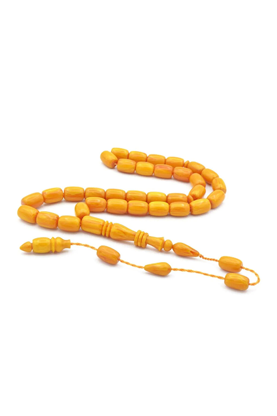 Ahmet Emin Yapımı İmamesi Halkalı Koyu Sarı Sıkma Kehribar Tesbih