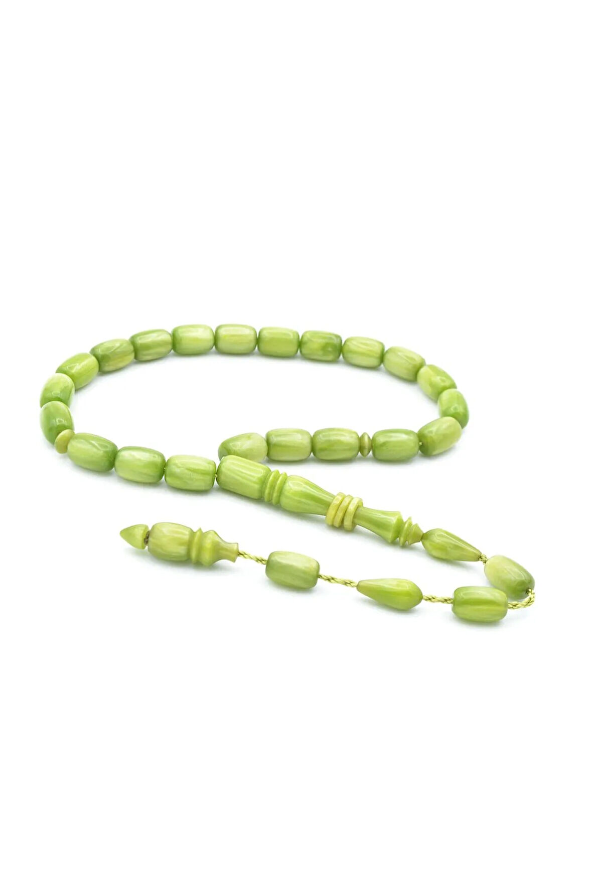 Ahmet Emin Yapımı İmamesi Halkalı 21 lik Yeşil Sıkma Kehribar Tesbih