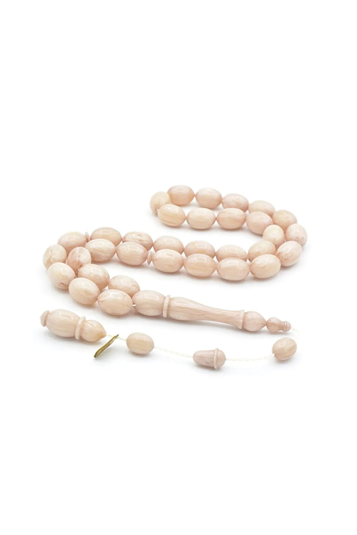 İbrahim Uysal İmzalı Beyzi İri Boy Bej Sıkma Kehribar Tesbih