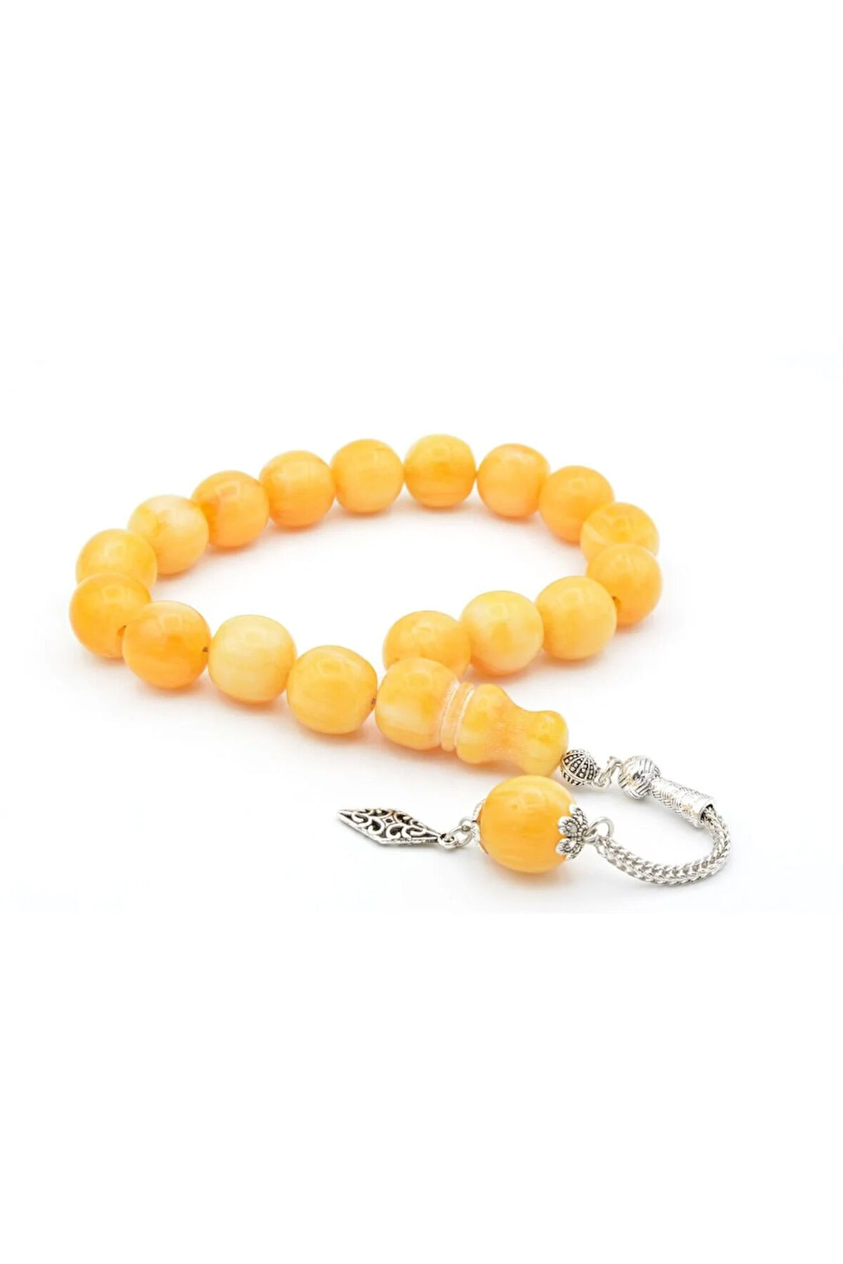 Fıçı Kesim Hareli Sarı Sıkma Kehribar Efe Maskot Tesbih