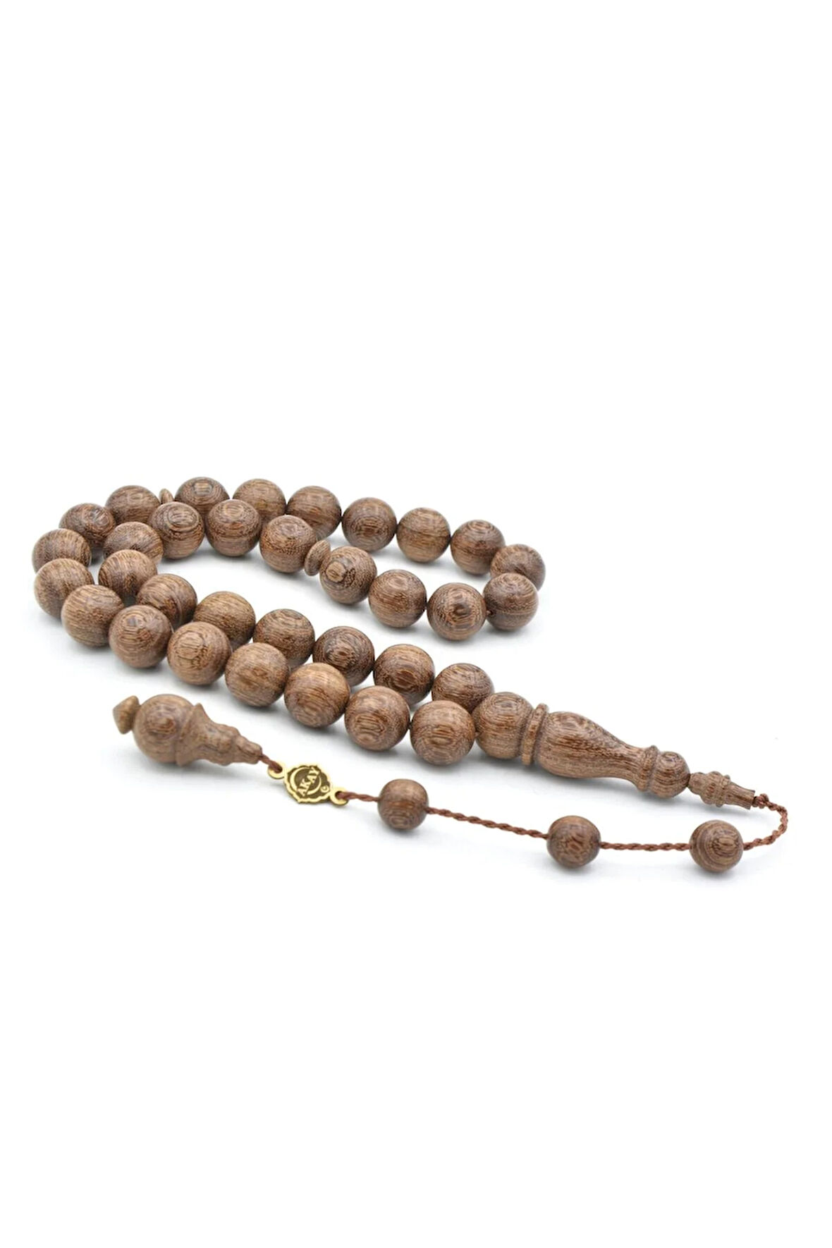 Usta İşi İmzalı Küre Kesim İri Boy Kahverengi Abanoz Ağacı Tesbih