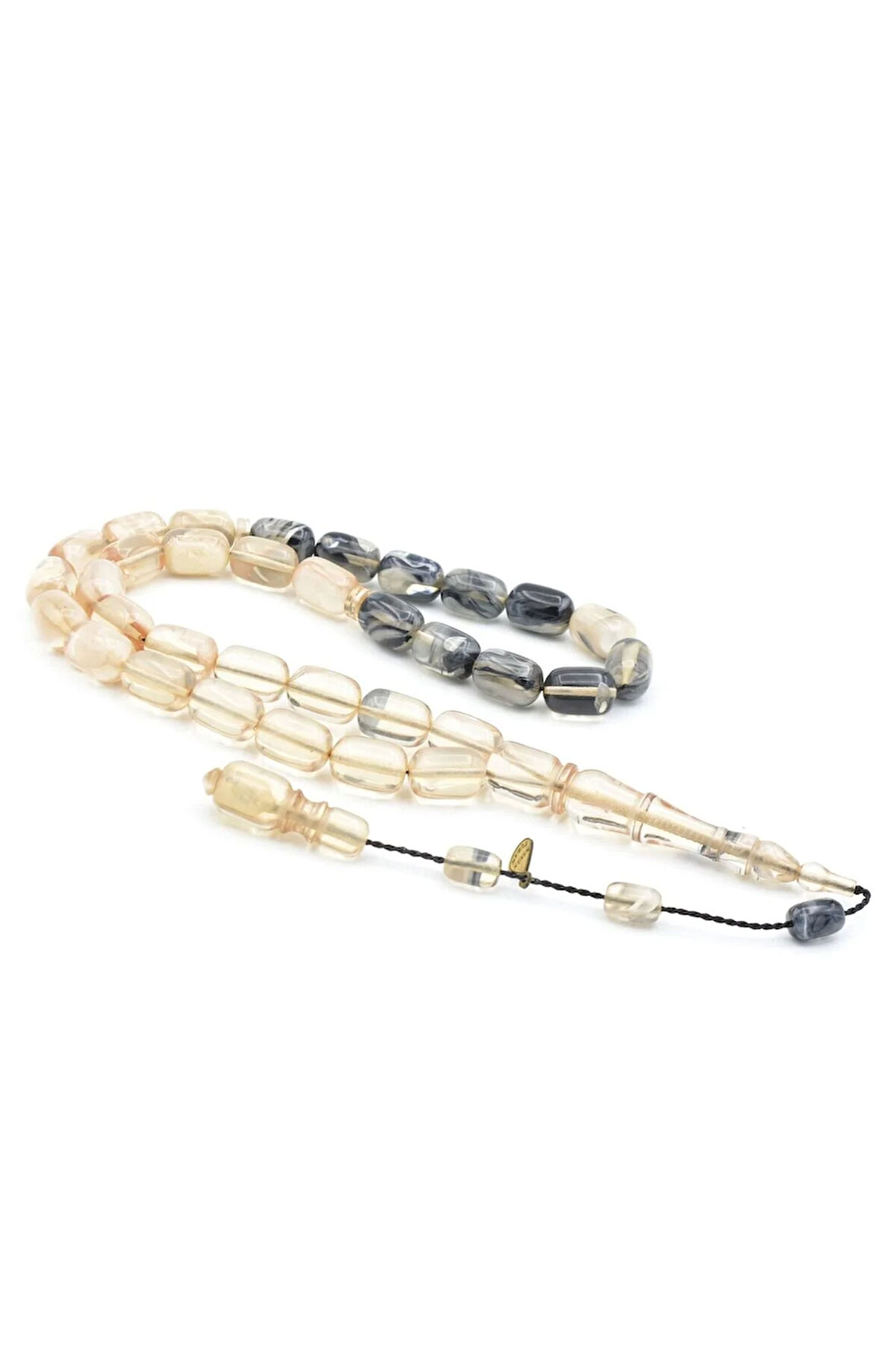 Hakan Turan İmzalı Kapsül Kesim Şeffaf Siyah Sıkma Kehribar Tesbih