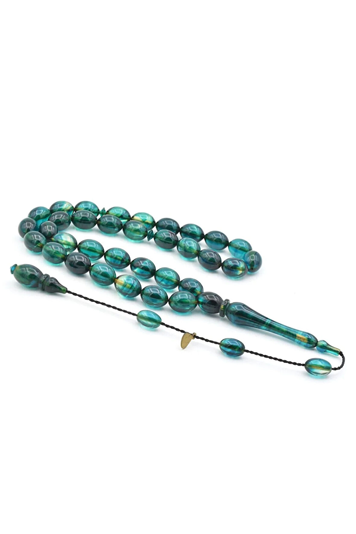 Hakan Turan İmzalı Beyzi Kesim Mavi Sıkma Kehribar Tesbih