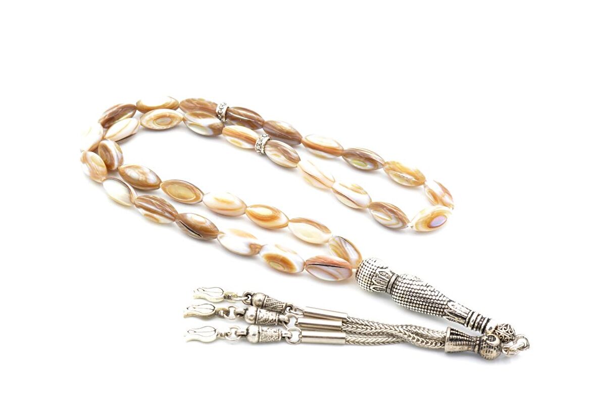 HAKİKİ ARPA KESİM DOĞAL KAHVERENGİ SEDEF TESBİH 1.KALİTE