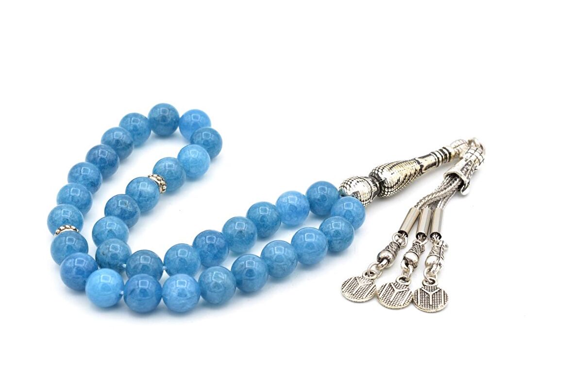 HAKİKİ DOĞAL MAVİ KUVARS TESBİH 1.KALİTE 001