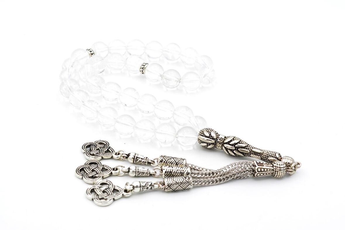 HAKİKİ DOĞAL KRİSTAL KUVARS TESBİH 1.KALİTE DOĞAL TAŞ 002