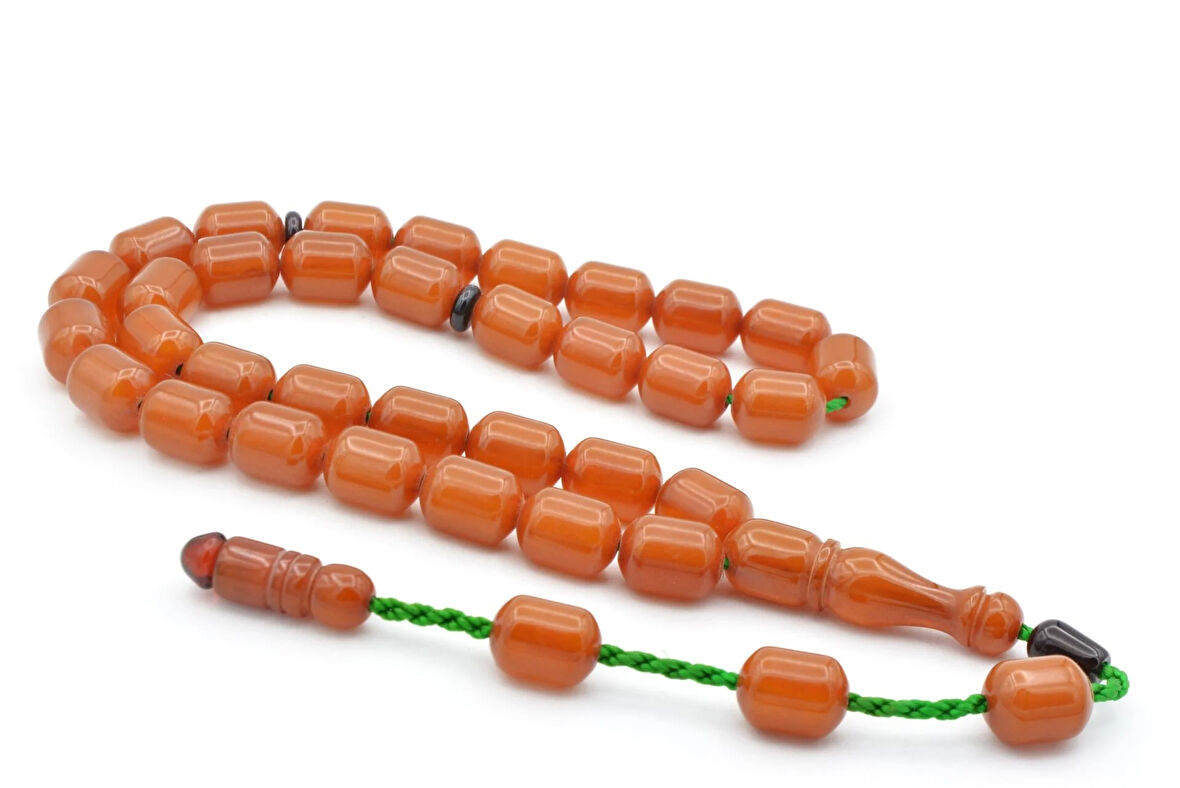 USTA İŞİ SİSTEMLİ FIÇI KESİM ÇUBUK MALZEME TURUNCU SIKMA KEHRİBAR TESBİH 130