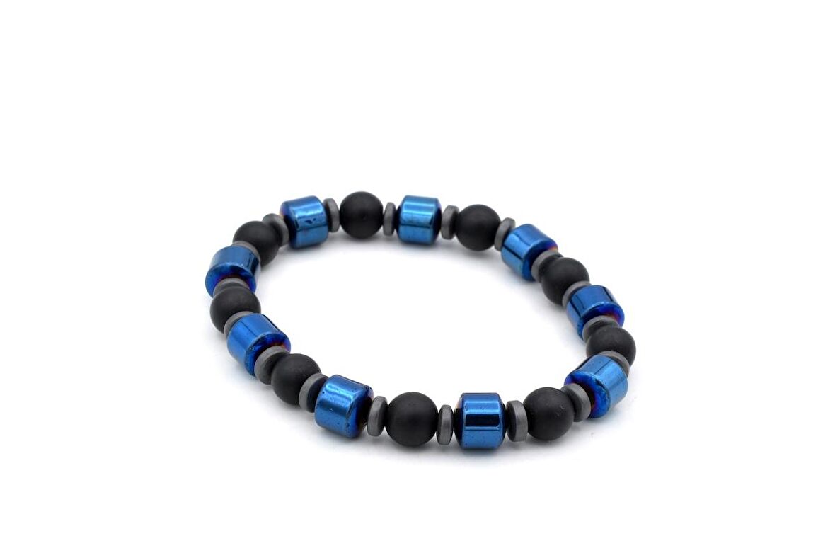 HAKİKİ DOĞAL RENKLİ HEMATİT VE MAT SİYAH ONİKS BİLEKLİK