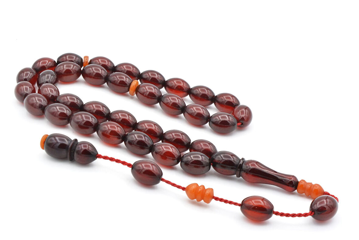 USTA İŞİ SİSTEMLİ BEYZİ KESİM BORDO SIKMA KEHRİBAR TESBİH 124