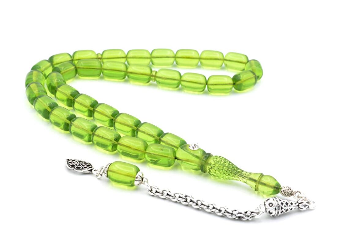 ARNAVUT KAMÇILI KALEM İŞİ İMAMELİ YEŞİL SIKMA KEHRİBAR TESBİH 010