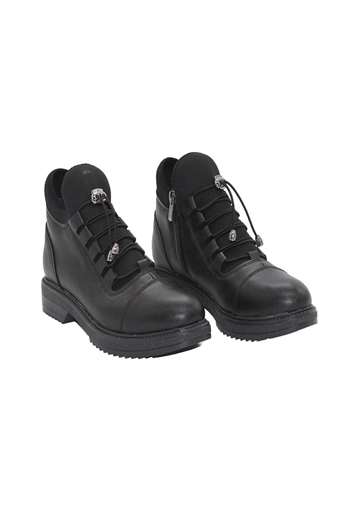 Mergenshoes S110 Siyah Cilt Bağcıklı Kadın Kışlık Bot