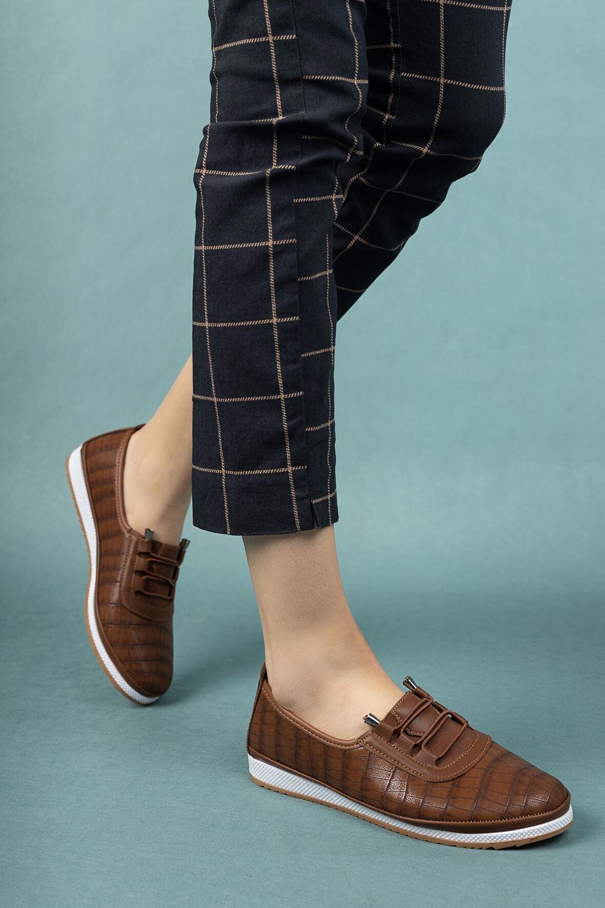 Ortopedik Pedli Krokodil Baskı Taba Ayakkabı