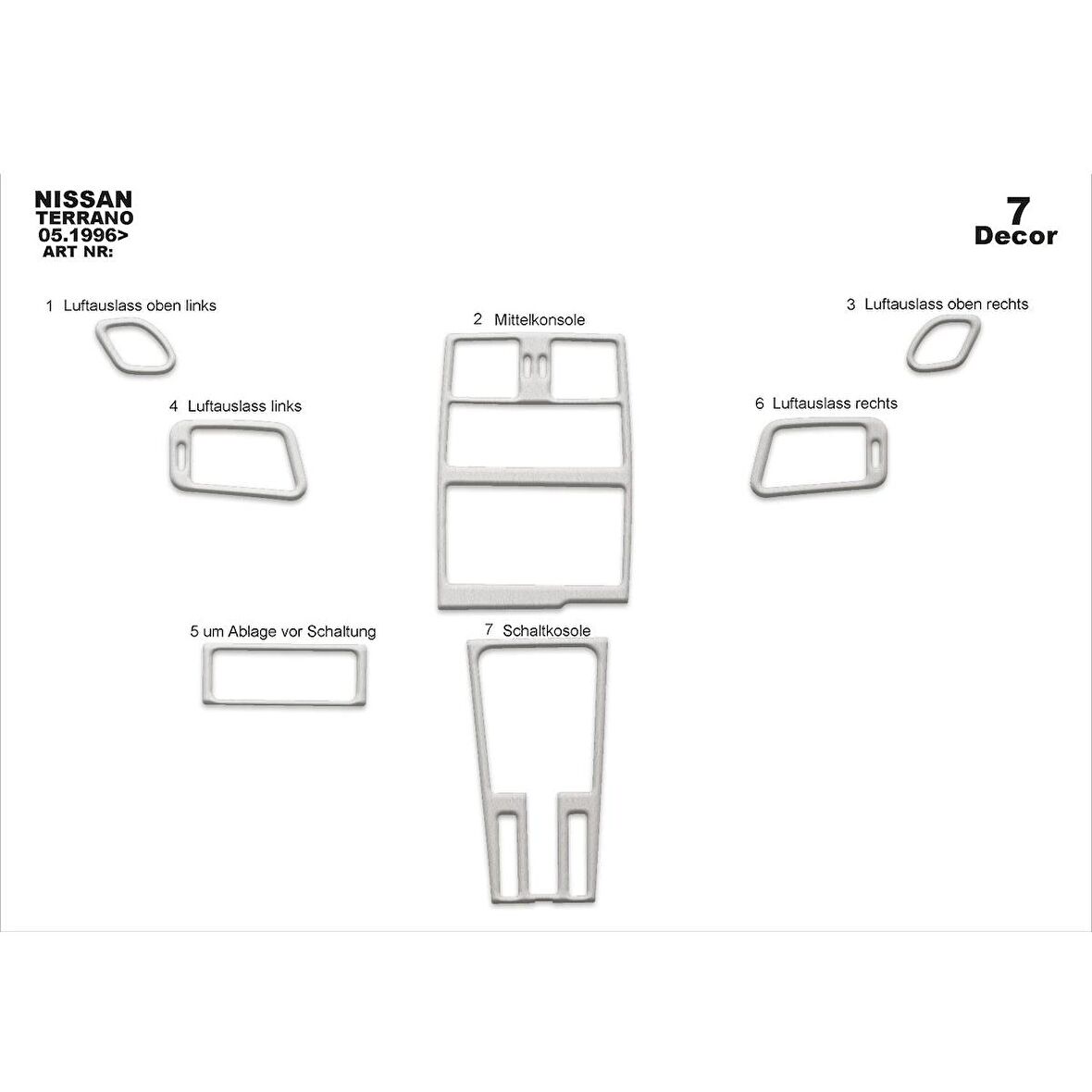 Meriç® Nissan Terrano Ön Torpido Kaplama 7 Parça 1996-2002