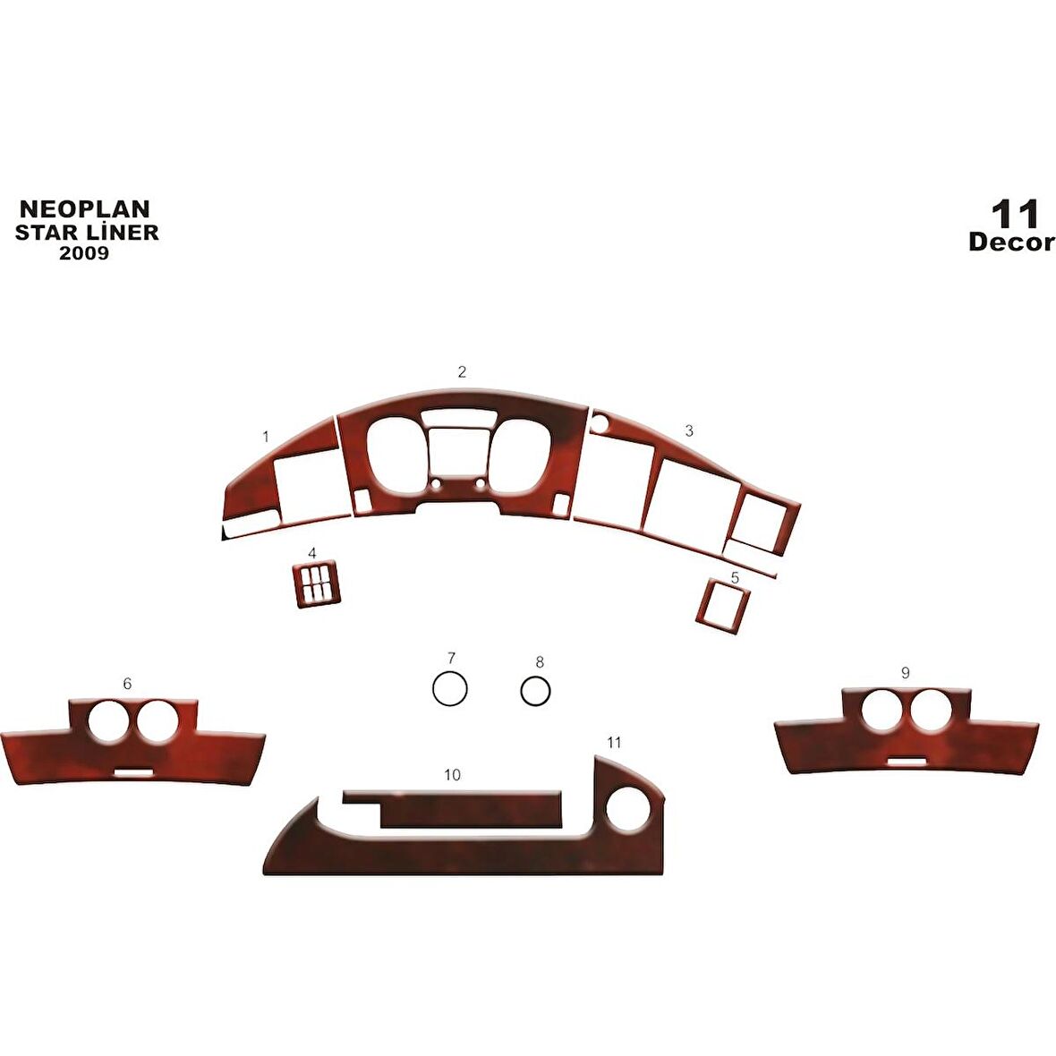 Meriç® Neoplan Star Line Ön Torpido Kaplama 11 Parça 2009-›