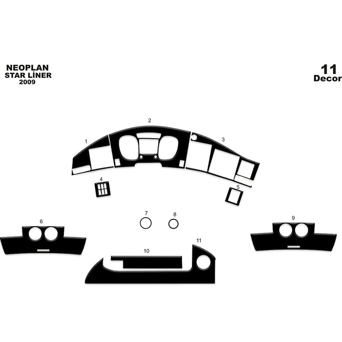Meriç® Neoplan Star Line Ön Torpido Kaplama 11 Parça 2009-›