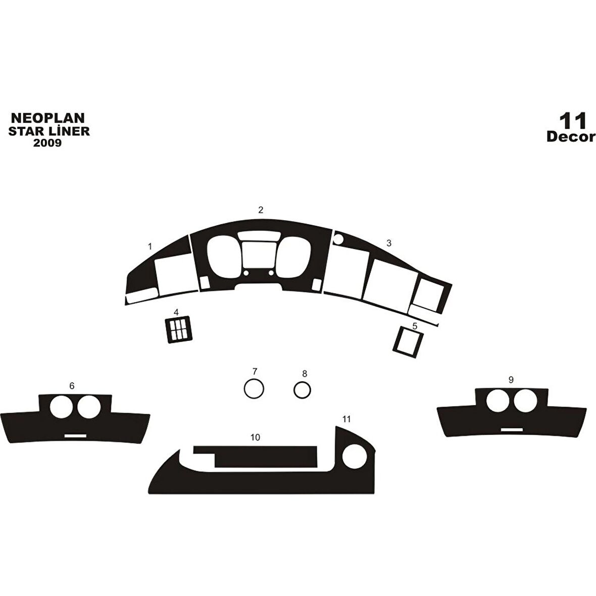 Meriç® Neoplan Star Line Ön Torpido Kaplama 11 Parça 2009-›