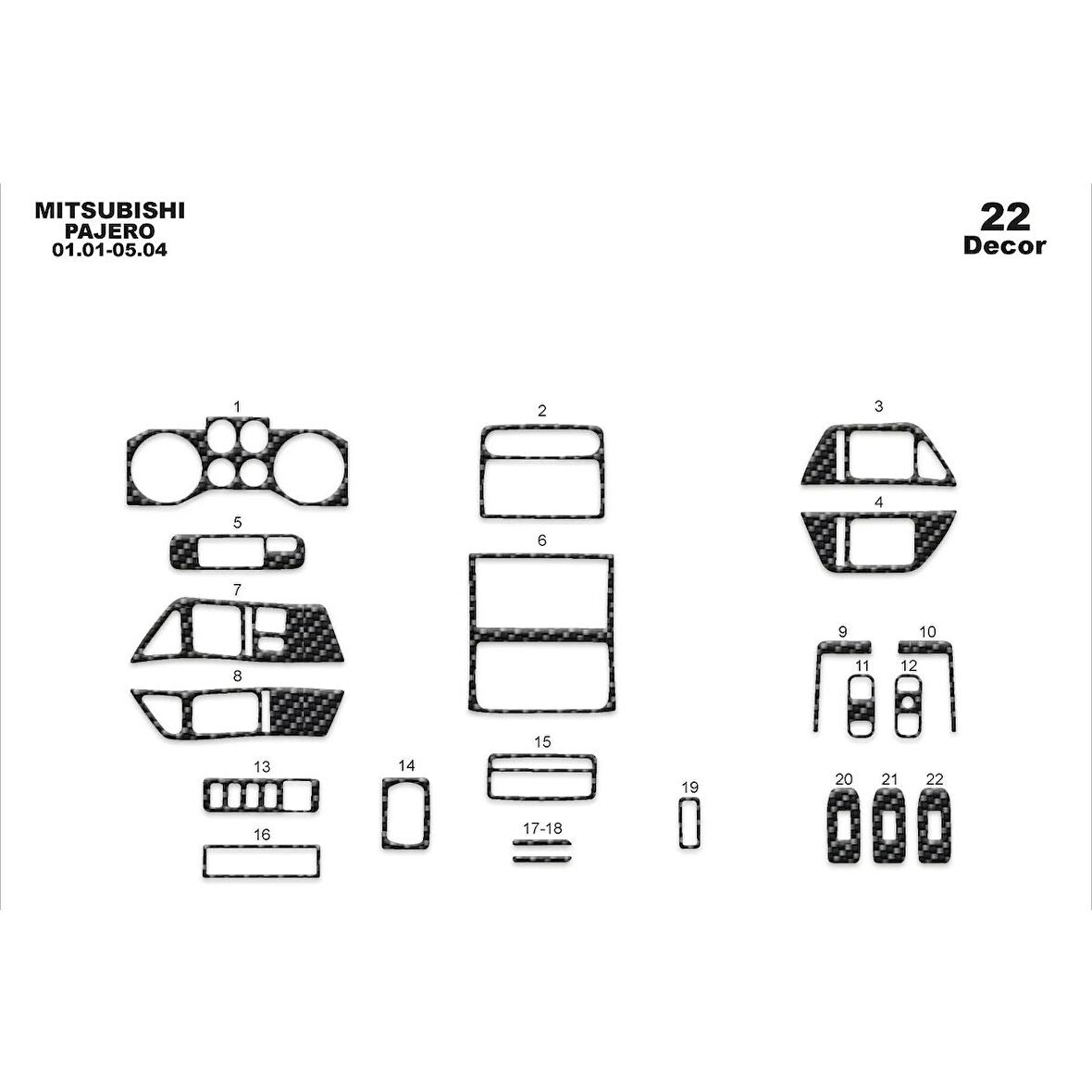 Meriç® Mitsubishi Pajero Ön Torpido Kaplama 22 P. 2001-2004