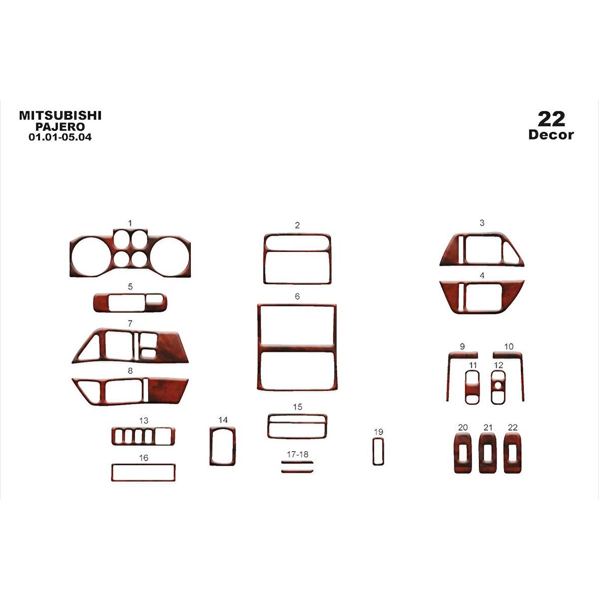 Meriç® Mitsubishi Pajero Ön Torpido Kaplama 22 P. 2001-2004