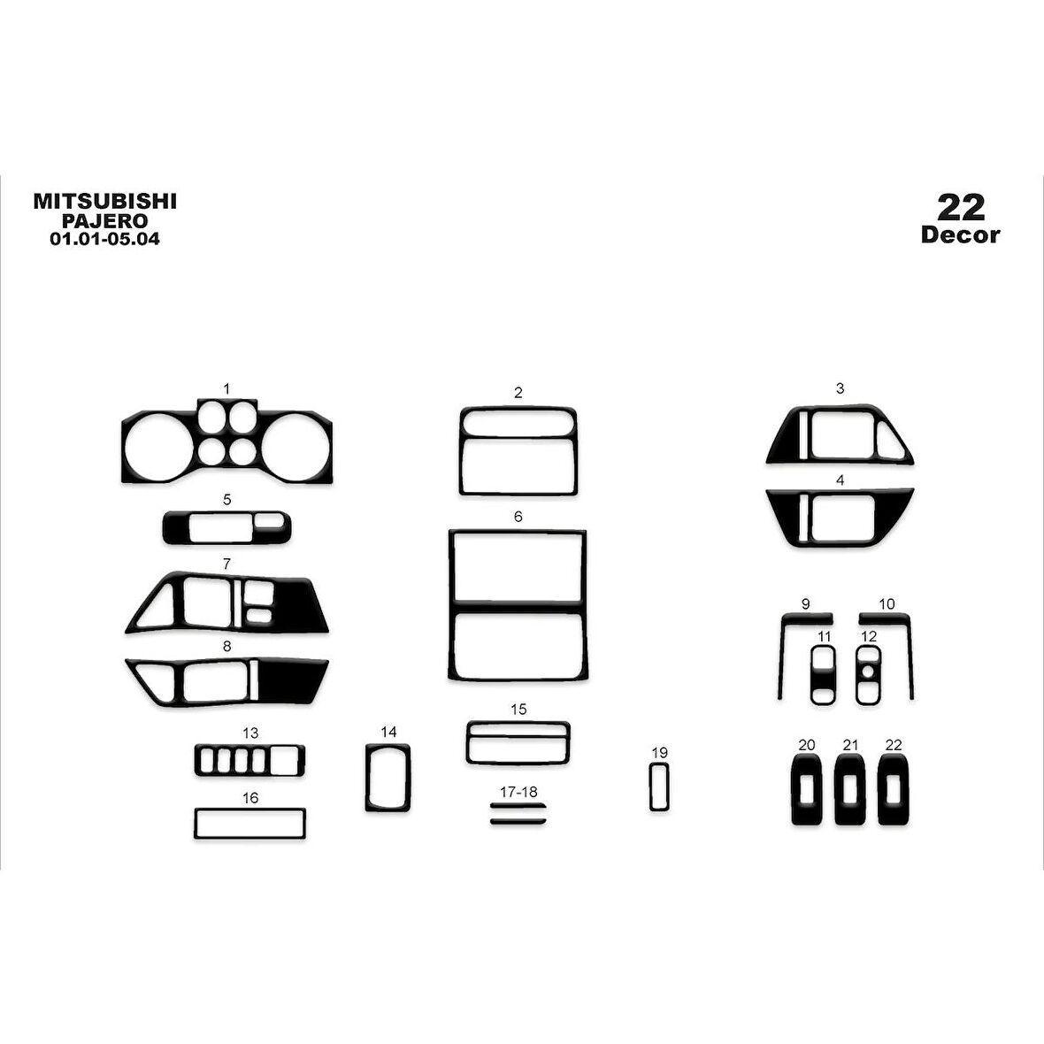 Meriç® Mitsubishi Pajero Ön Torpido Kaplama 22 P. 2001-2004
