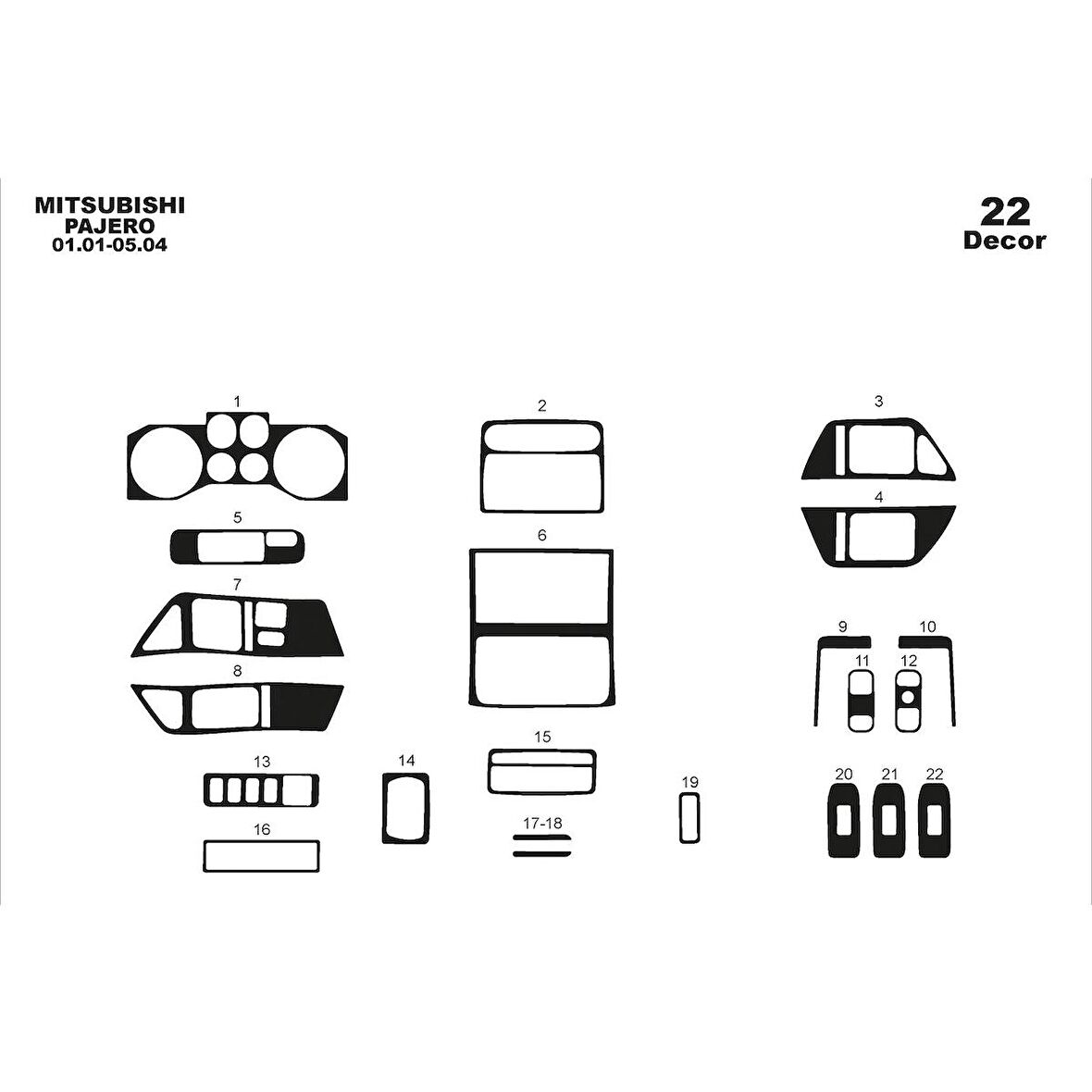 Meriç® Mitsubishi Pajero Ön Torpido Kaplama 22 P. 2001-2004