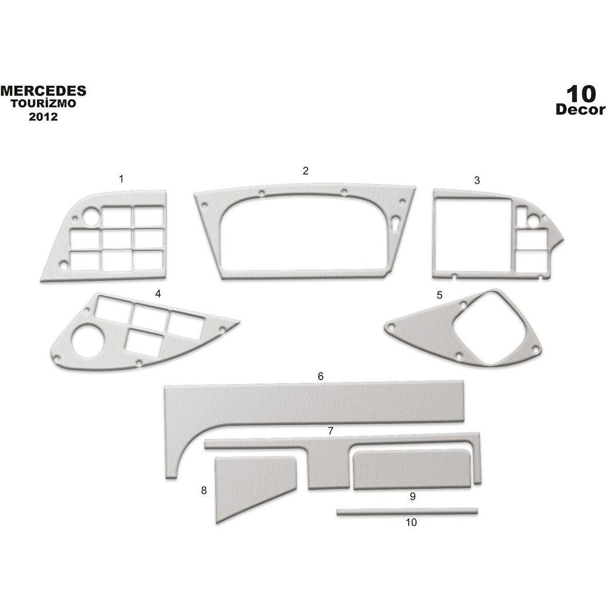 Meriç® Mercedes Tourismo Ön Torpido Kaplama 10 Parça 2012-›