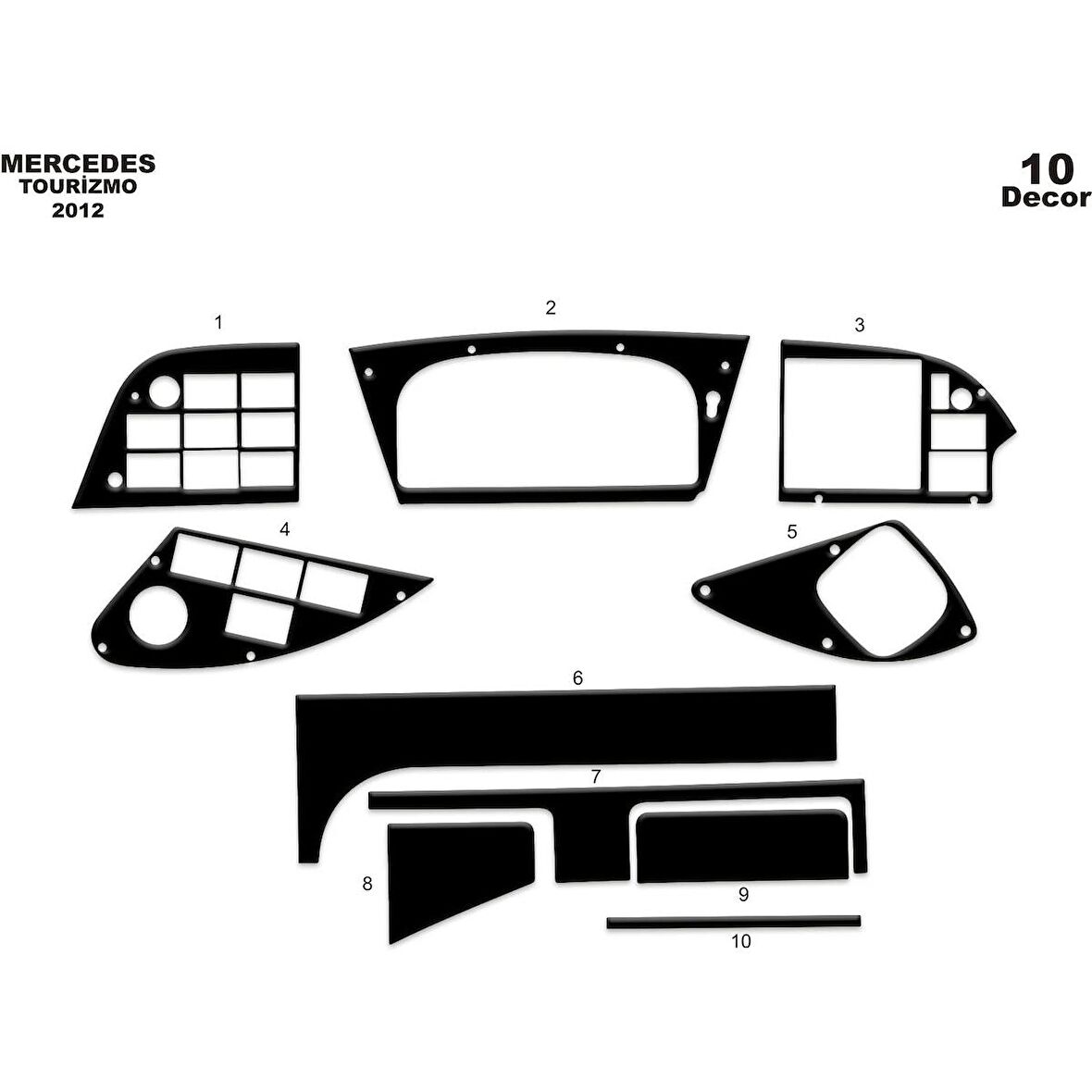 Meriç® Mercedes Tourismo Ön Torpido Kaplama 10 Parça 2012-›