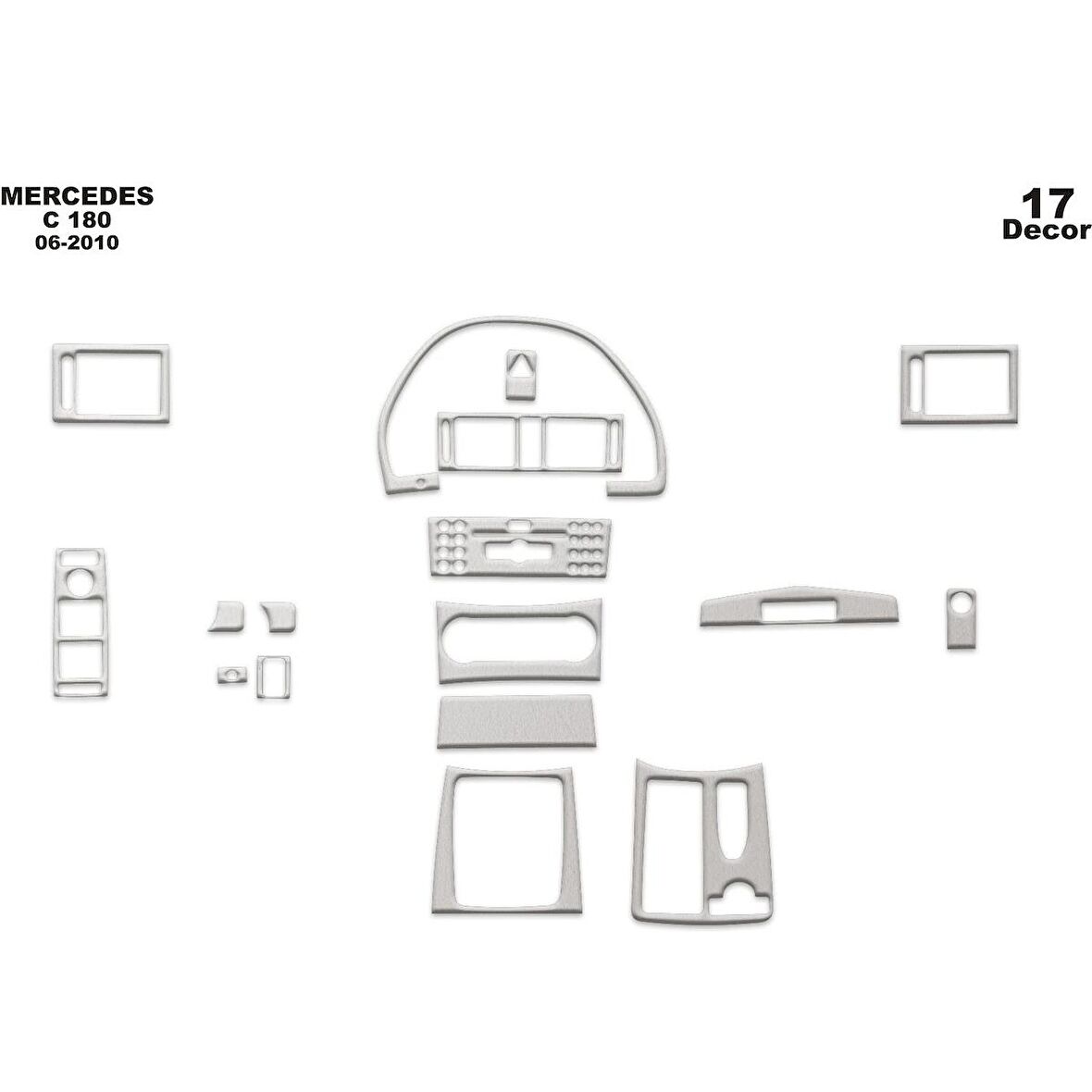 Meriç® Mercedes C180 Ön Torpido Kaplama 17 Parça 2006-2011