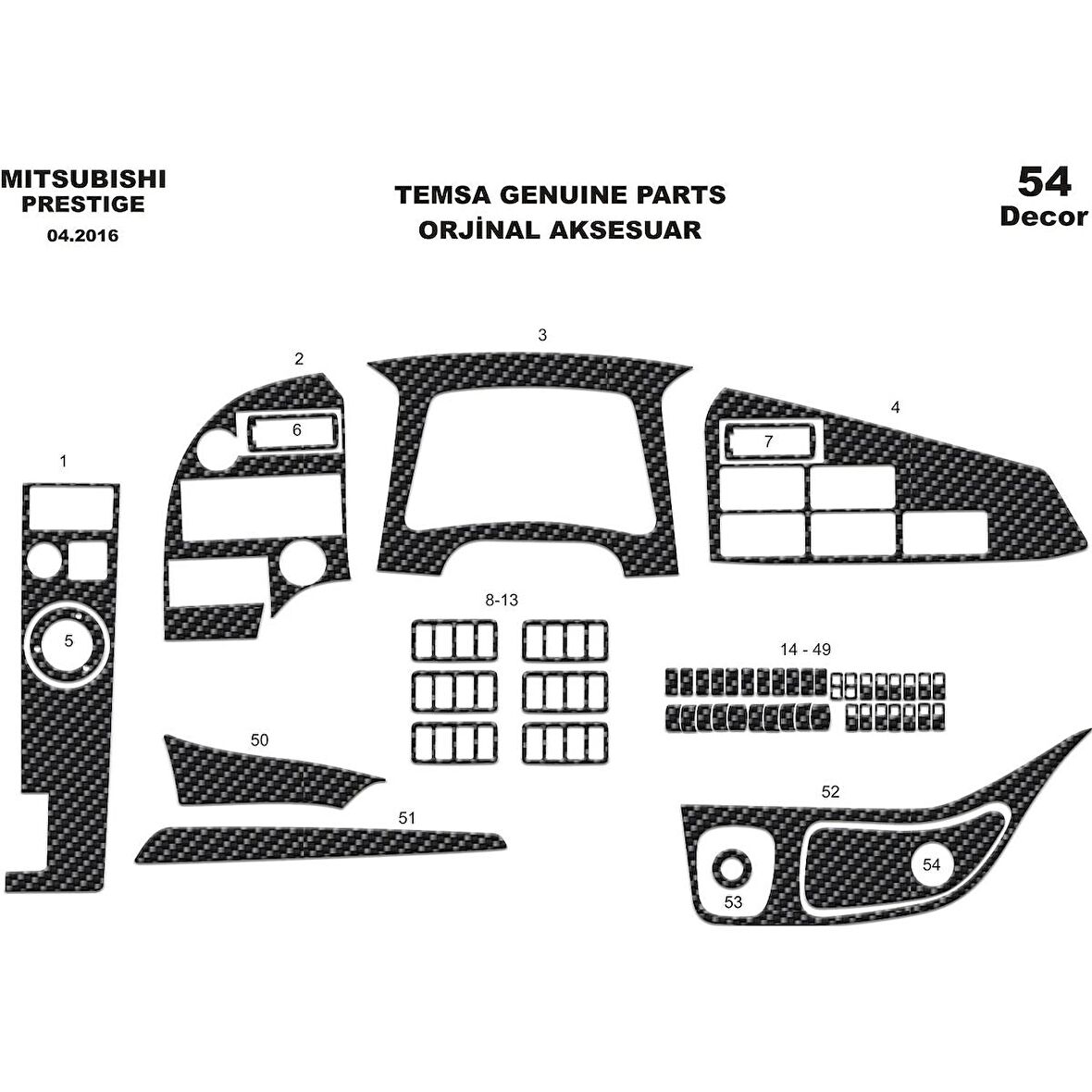 Meriç® Mitsubishi Temsa Prestige Torpido Kaplama 54 Parça 2016-›