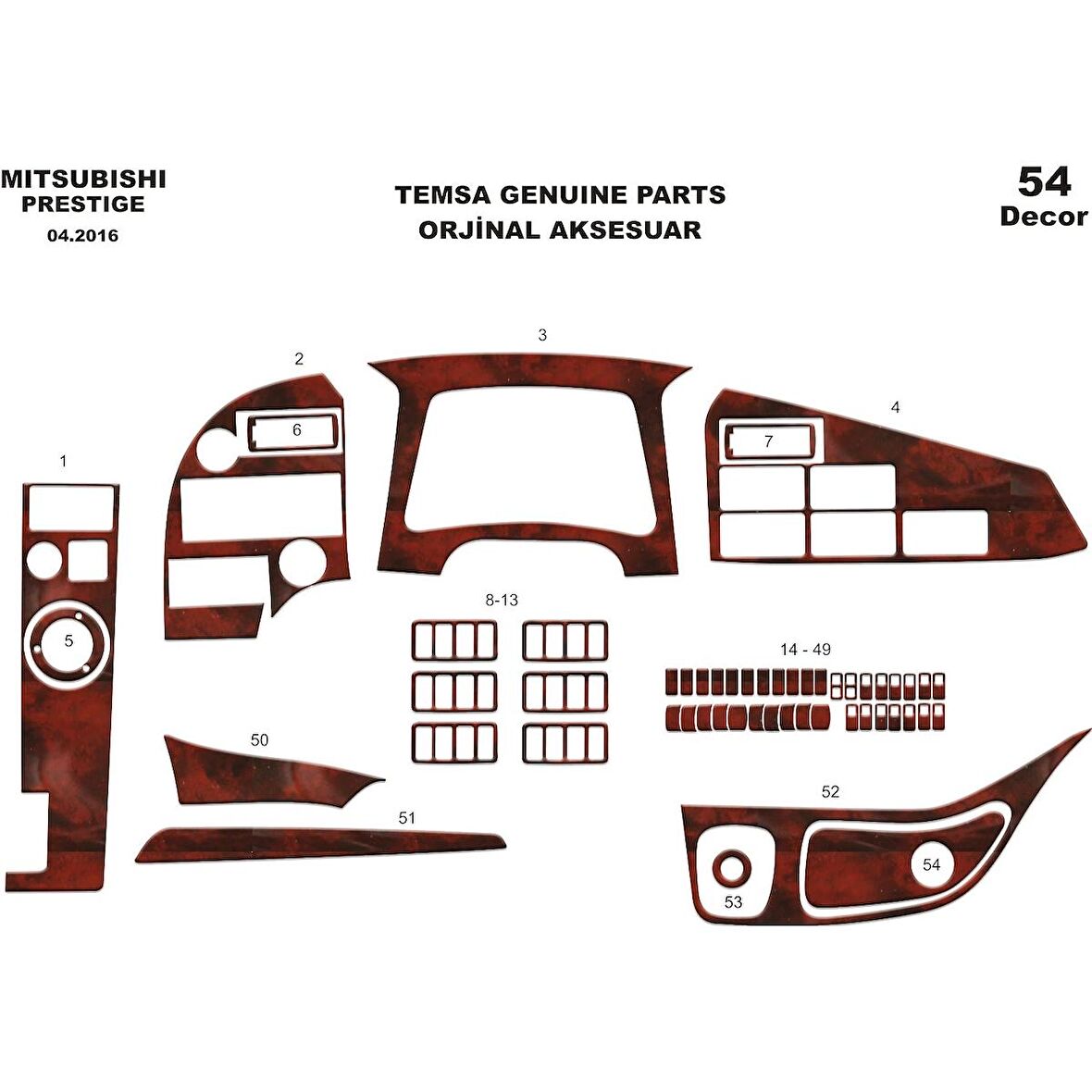 Meriç® Mitsubishi Temsa Prestige Torpido Kaplama 54 Parça 2016-›