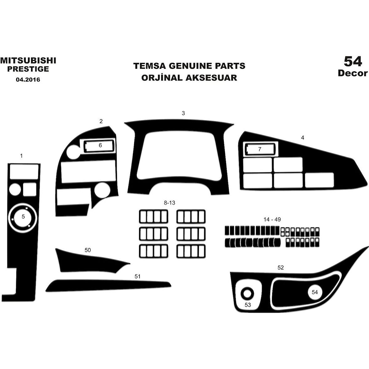 Meriç® Mitsubishi Temsa Prestige Torpido Kaplama 54 Parça 2016-›