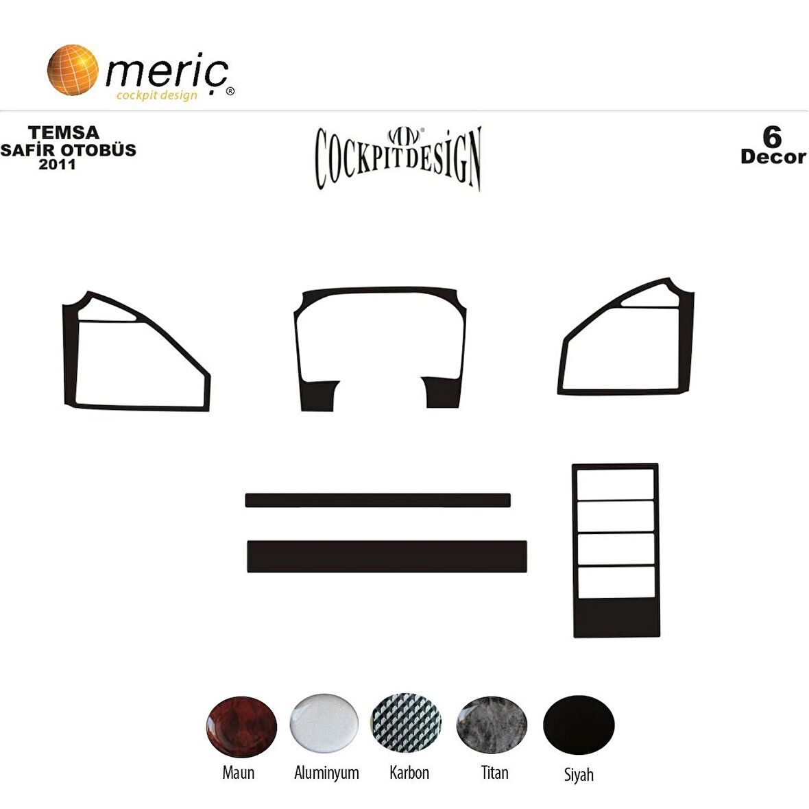 Meriç® Mitsubishi Safir Ön Torpido Kaplama 4 Parça 2011-2019
