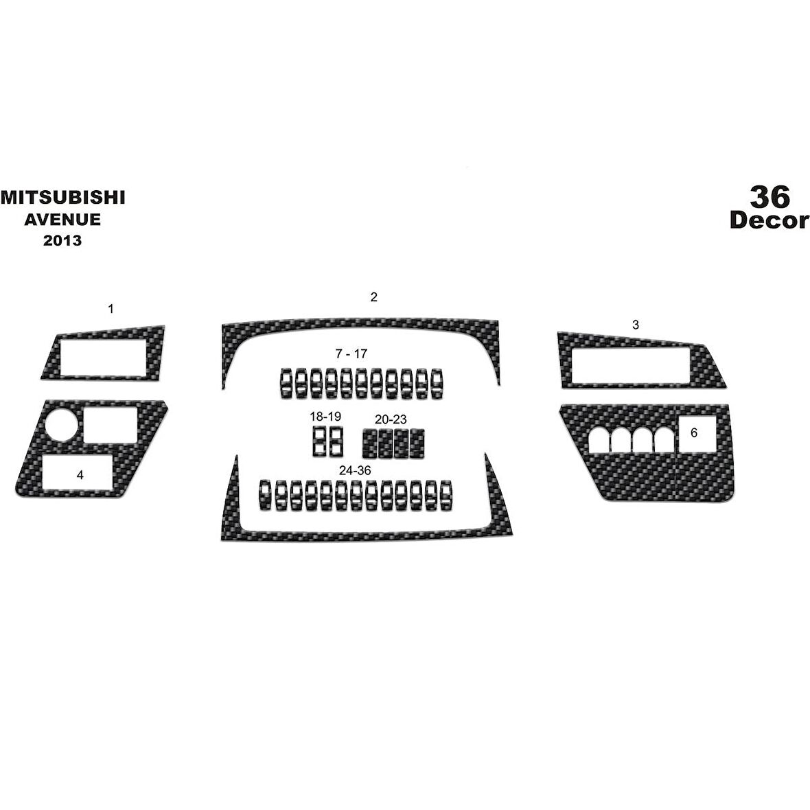 Meriç® Mitsubishi Avenue Ön Torpido Kaplama 36 Parça 2013-›