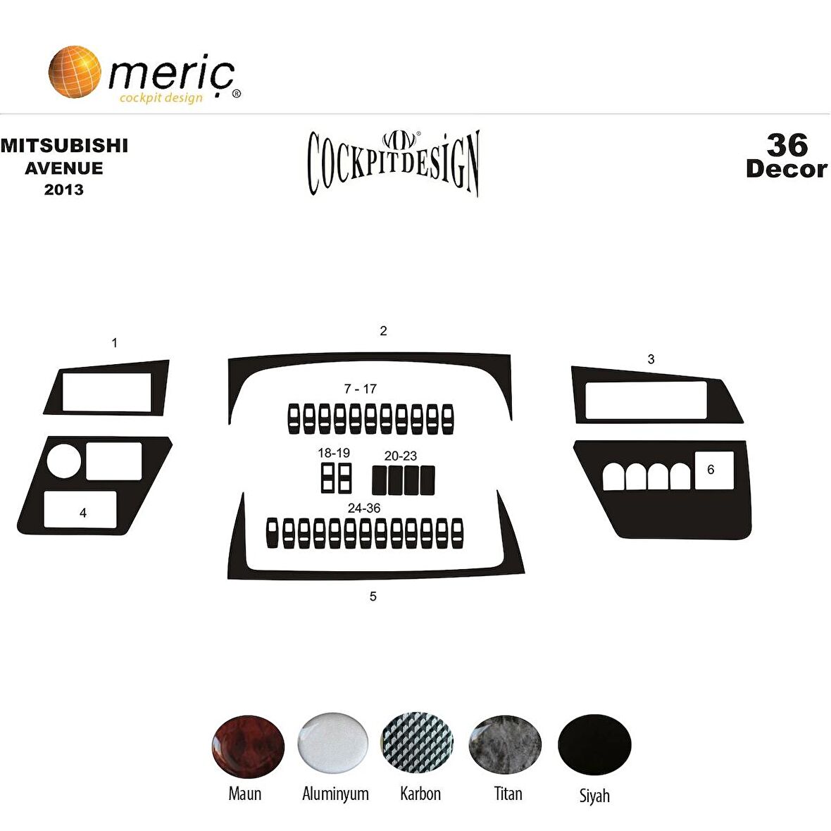 Meriç® Mitsubishi Avenue Ön Torpido Kaplama 36 Parça 2013-›