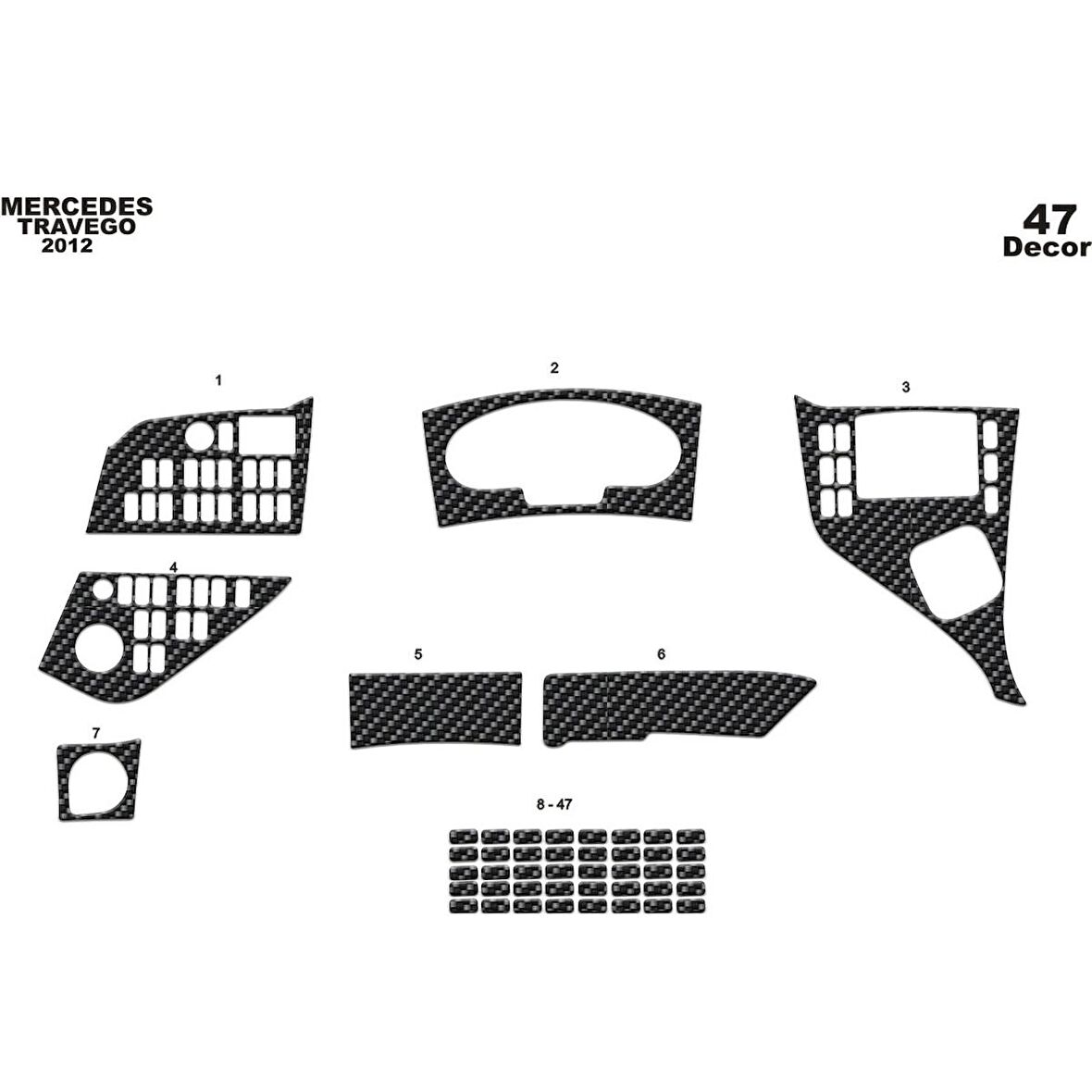Meriç® Mercedes Travego Ön Torpido Kaplama 47 Parça 2012-›
