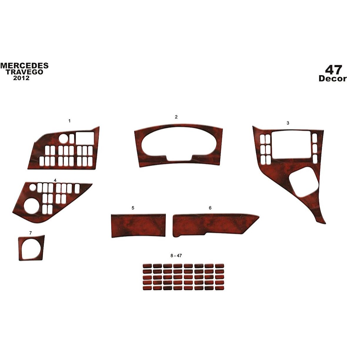 Meriç® Mercedes Travego Ön Torpido Kaplama 47 Parça 2012-›