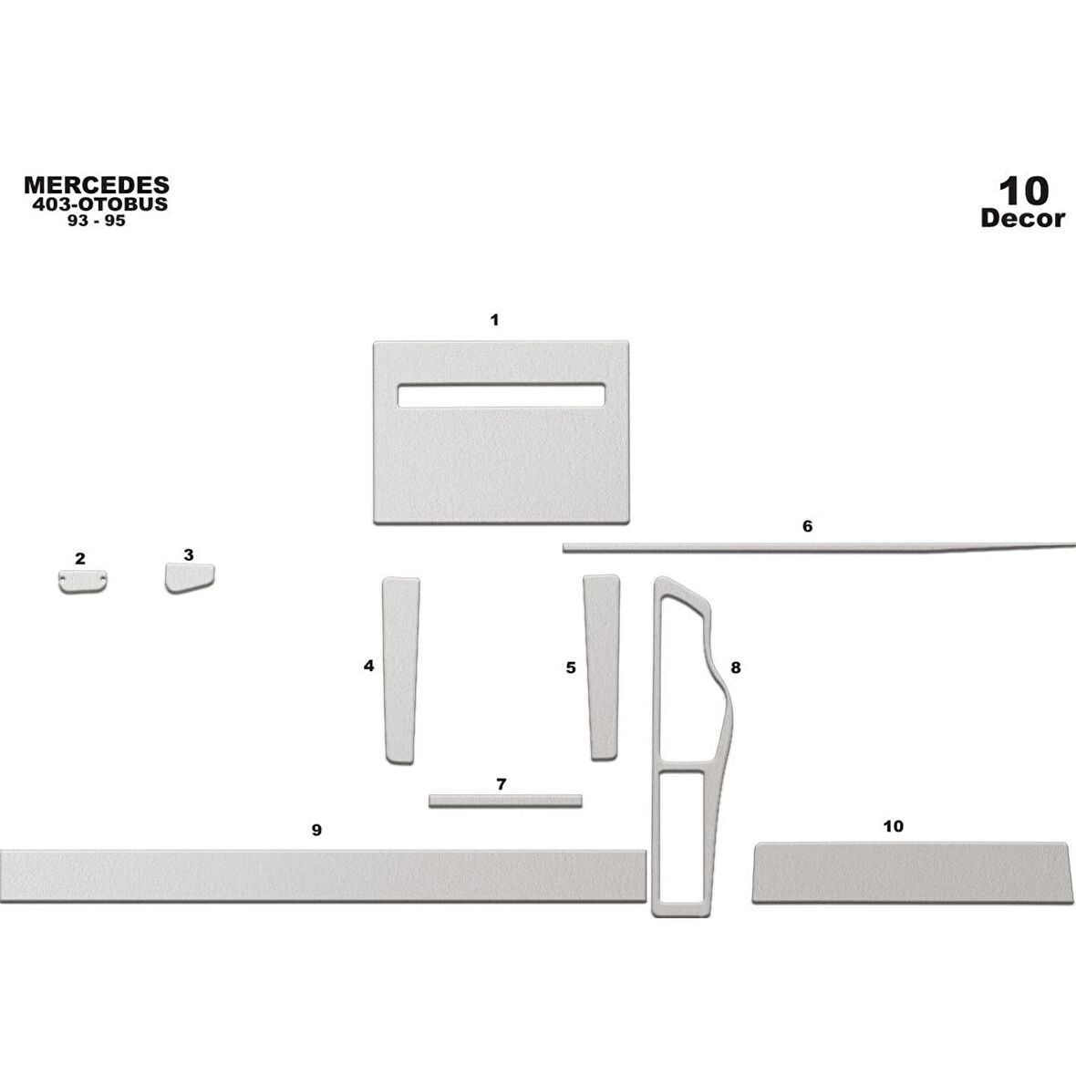 Meriç® Mercedes 403 Ön Torpido Kaplama 10 Parça 1993-1995