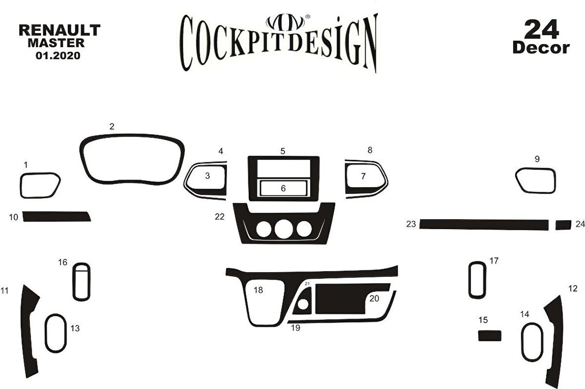 Meriç® Renault Master Ön Torpido Kaplama 24 Parça 2020-›