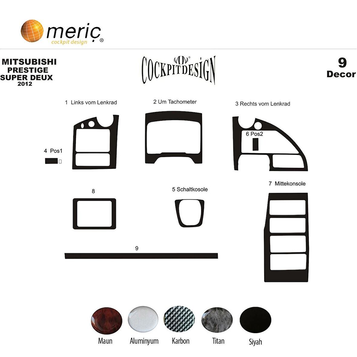 Meriç® Mitsubishi Temsa Prestige Ön Torpido Kaplama 9 Parça 2012-2016