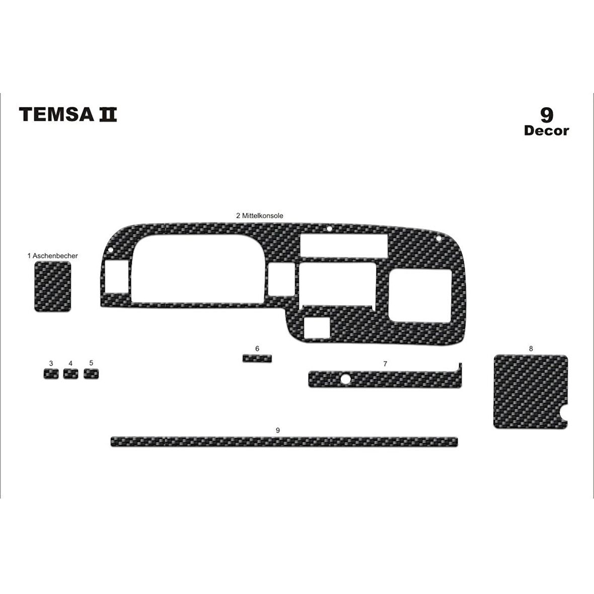 Meriç® Mitsubishi Prestige Ön Torpido Kaplama 9 Parça 1999-2010