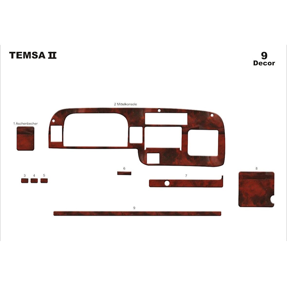Meriç® Mitsubishi Prestige Ön Torpido Kaplama 9 Parça 1999-2010
