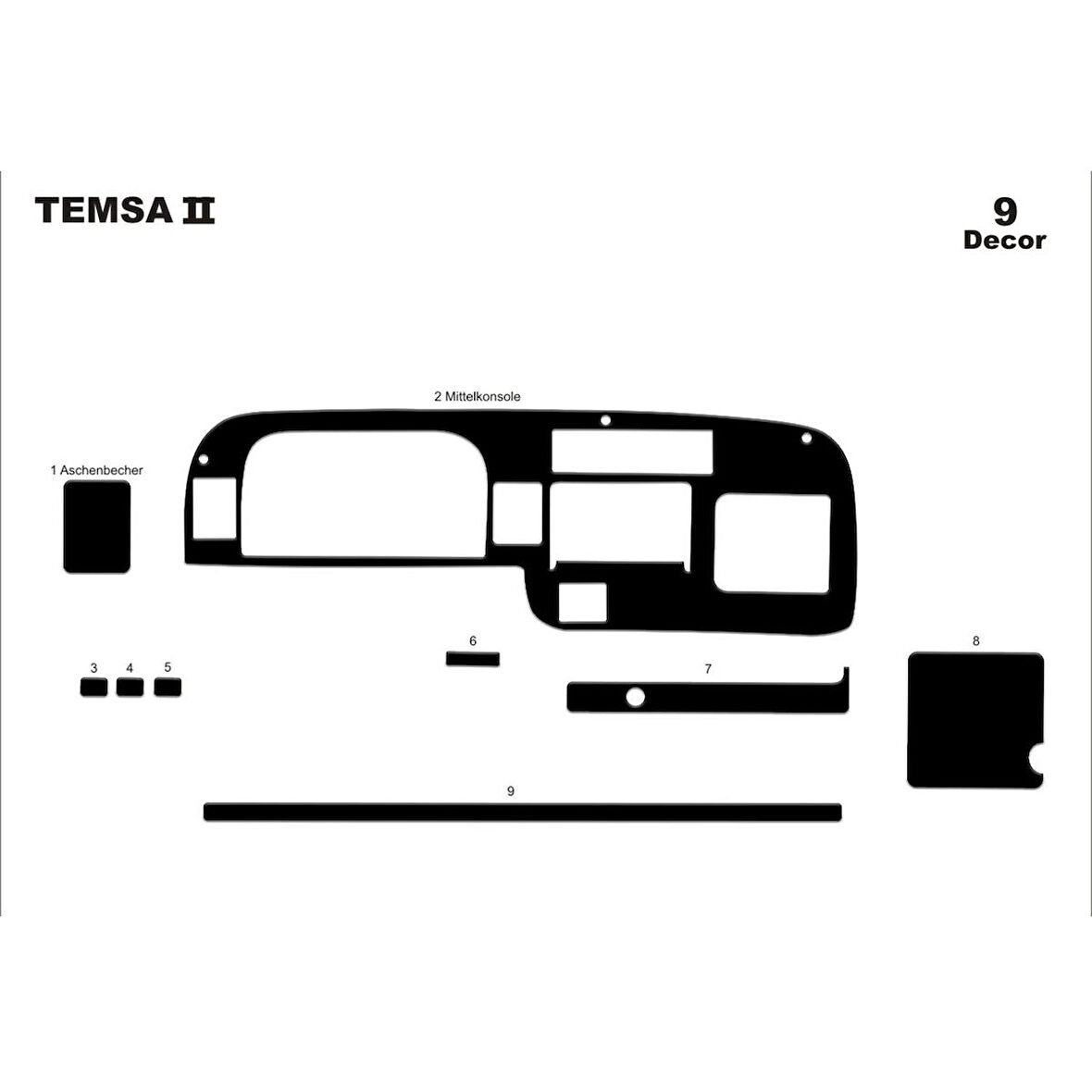 Meriç® Mitsubishi Prestige Ön Torpido Kaplama 9 Parça 1999-2010