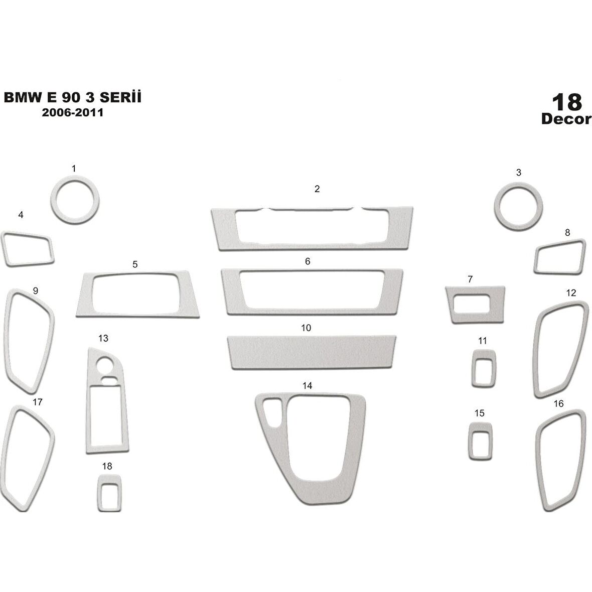 Meriç® Bmw 3 E90 Ön Torpido Kaplama 18 Parça 2006-2011