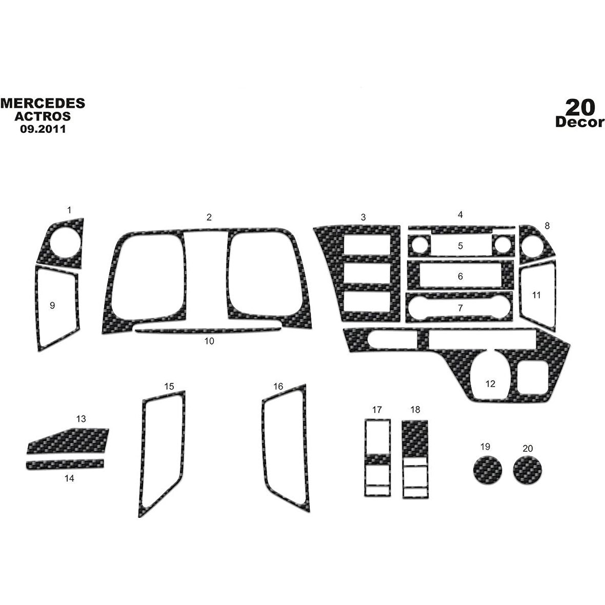 Meriç® Mercedes Actros Mp4 Ön Torpido Kaplama 22 Parça 2016-2020