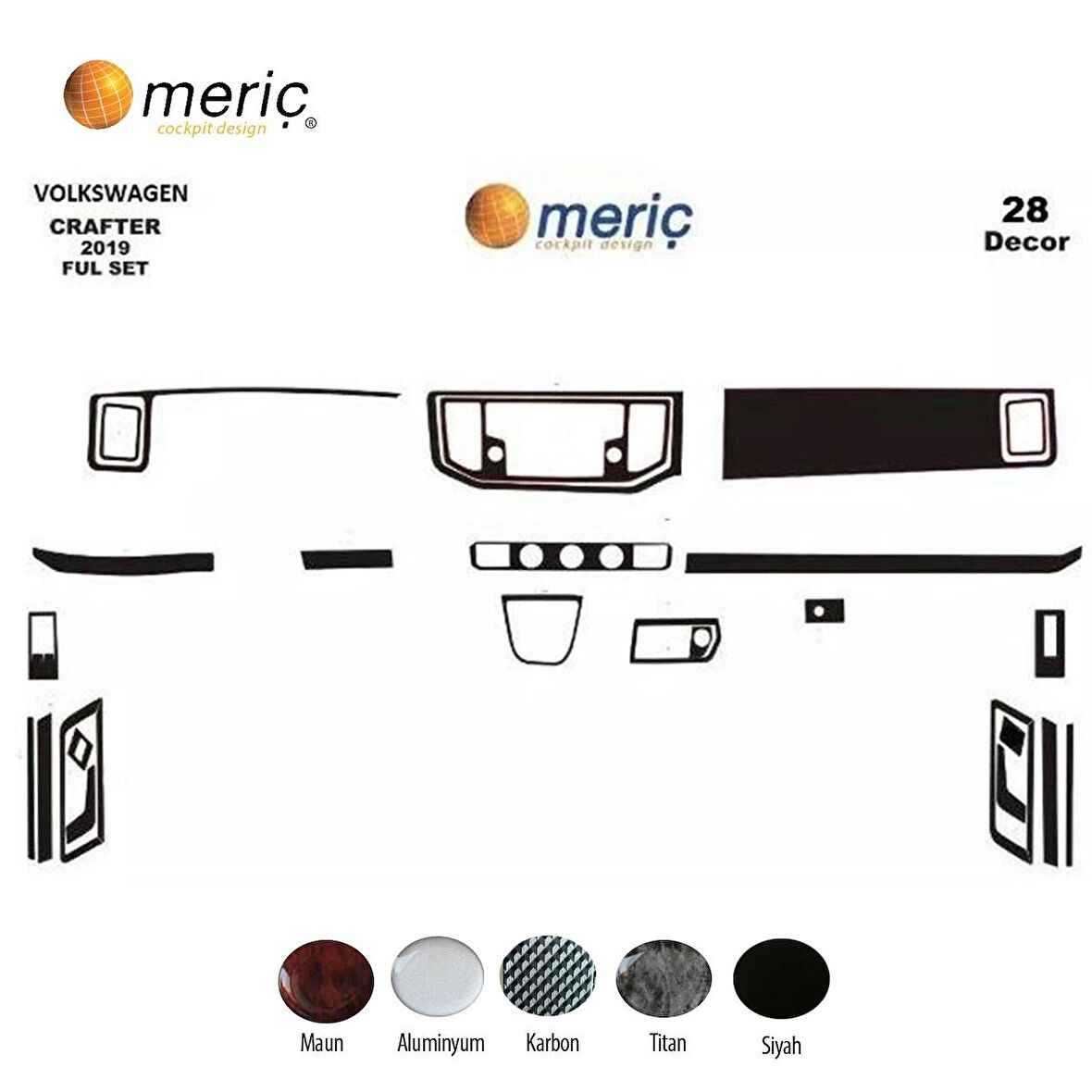Meriç® Volkswagen Crafter Ön Torpido Kaplama 28 Parça 2020-›