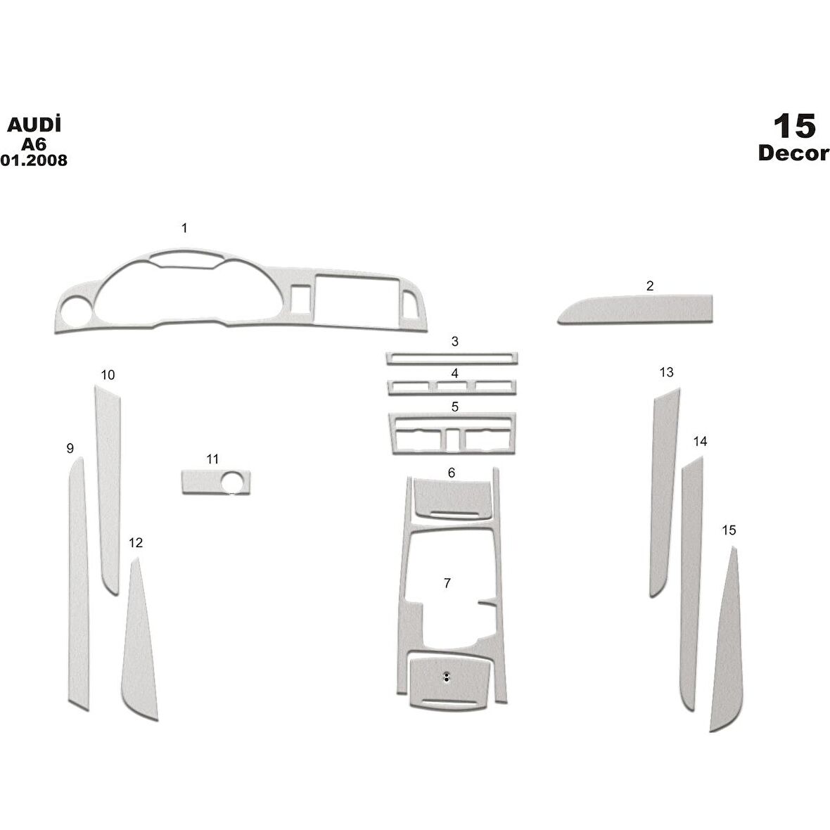 Meriç® Audi A6 Ön Torpido Kaplama 15 Parça 2008-›