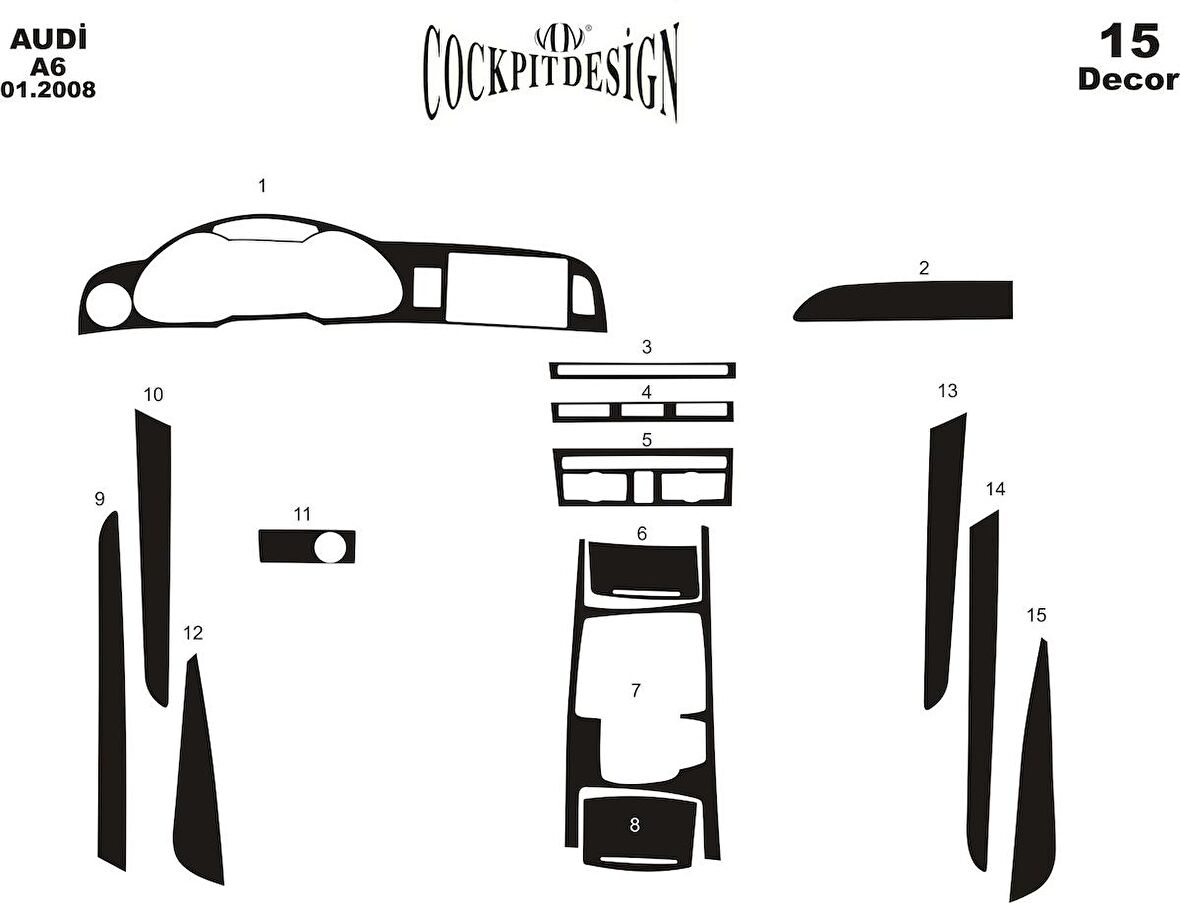 Meriç® Audi A6 Ön Torpido Kaplama 15 Parça 2008-›