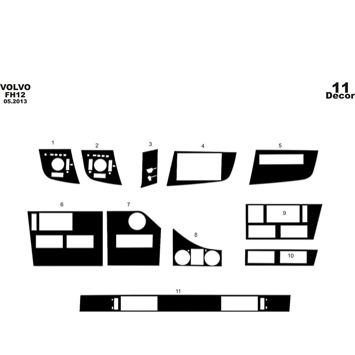 Meriç® Volvo FH Ön Torpido Kaplama 11 Parça 2017-2019