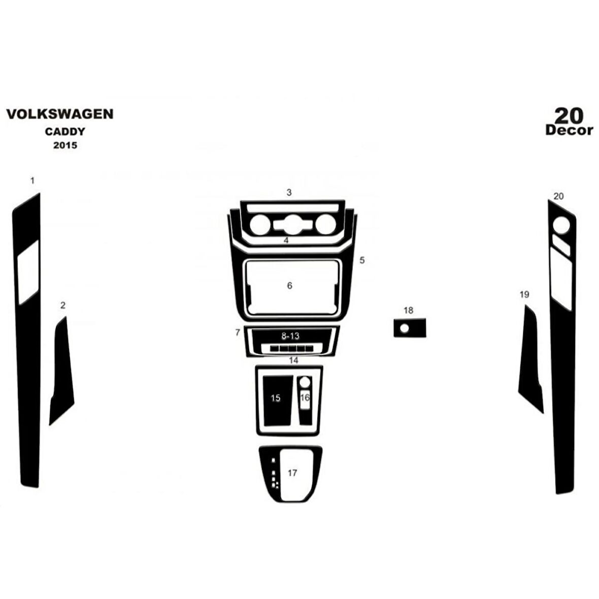 Meriç® Volkswagen Caddy Ön Torpido Kaplama 20 Parça 2015-›